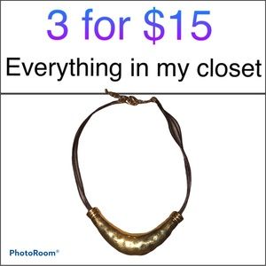 MUST BUNDLE Joan Rivers Gold & Brown Cord Necklace